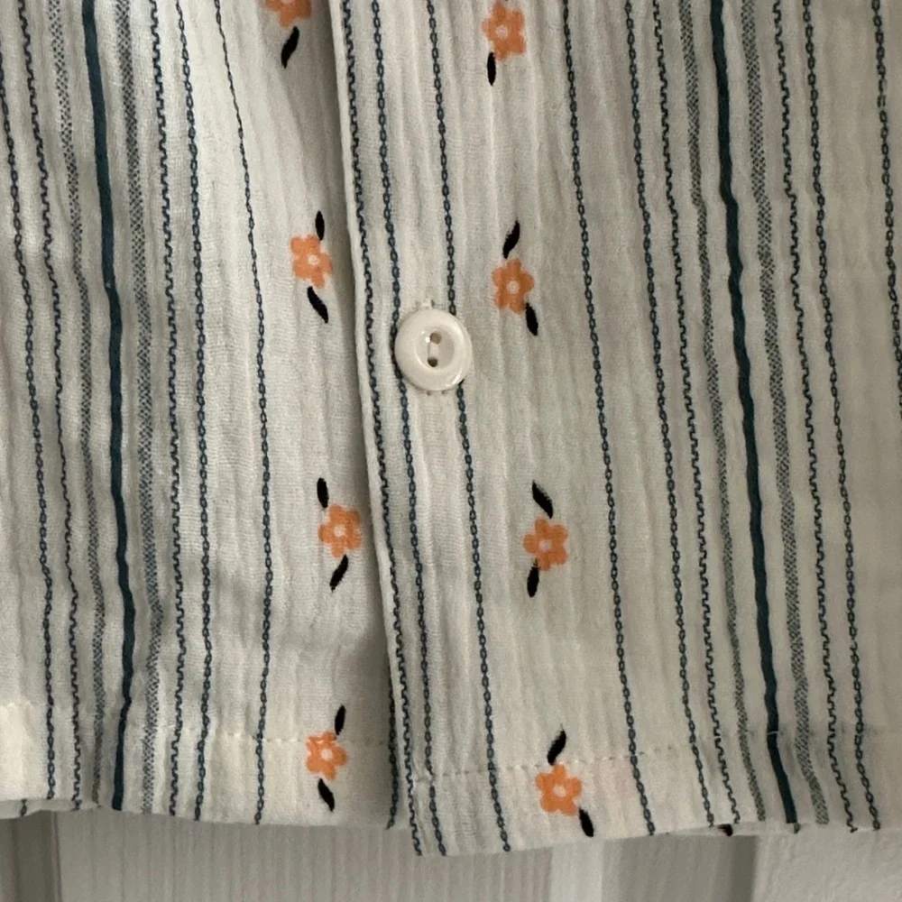 The Fleece Company The Short Bloom 100% Muslin Cotton Pajama Top ONLY Small